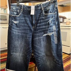 distressed wide leg cropped stretchy capris